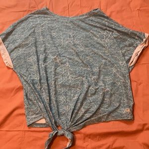 Blue floral beachy T-shirt with a tie